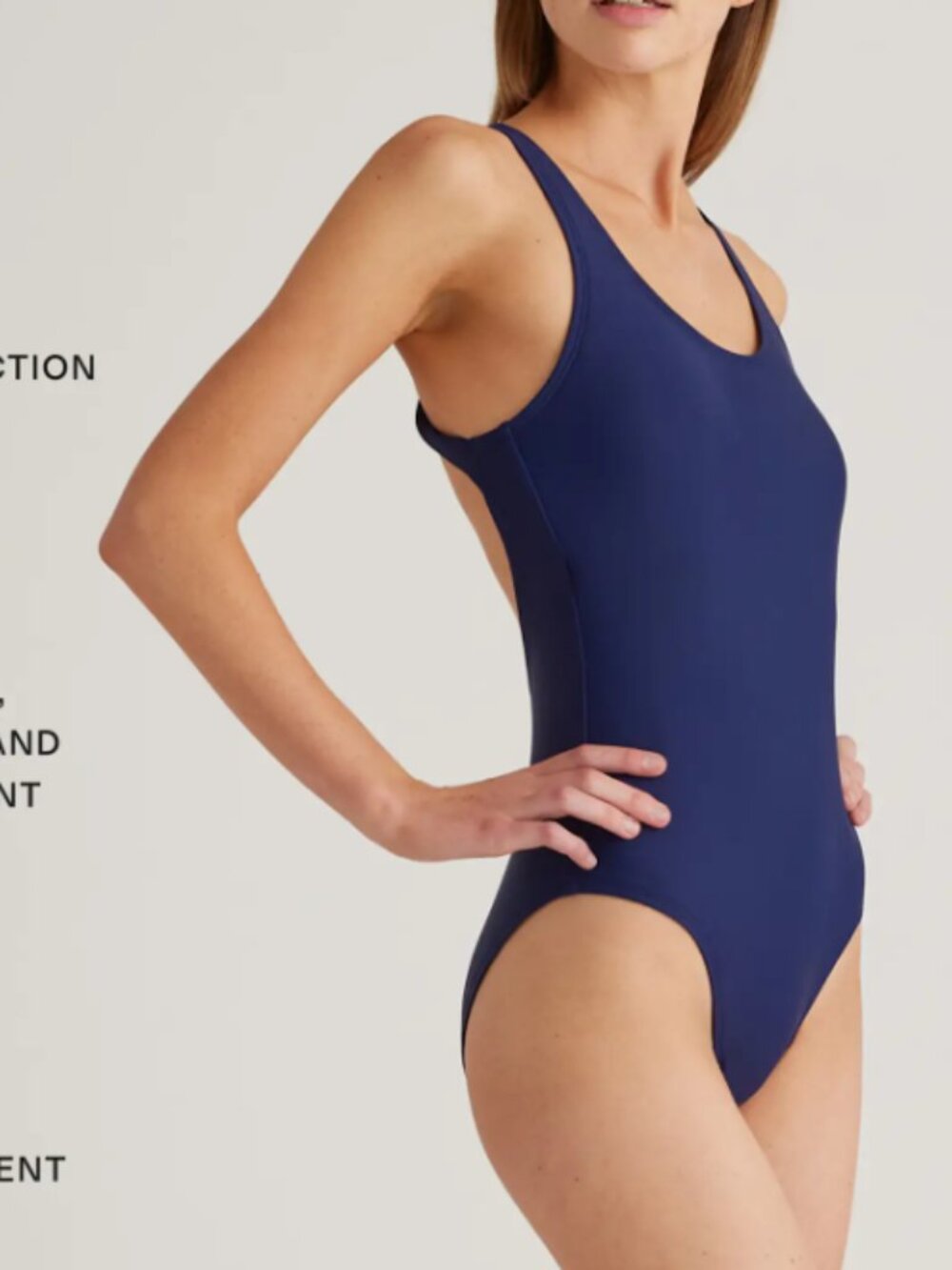 Quince Italian Cross-Back One-Piece Swimsuit Navy S NWT
